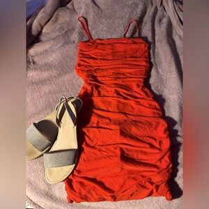 Elegant Red Ruched Dress